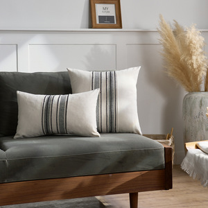 Sarung Bantal Dekoratif Linen Motif Garis Merah untuk Sofa Kursi Kamar Tidur Dekorasi Rumah - Product Image 6