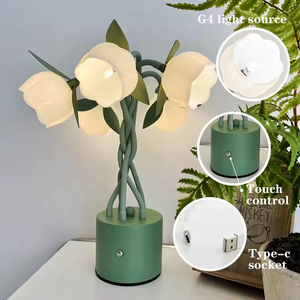 โคมไฟดอกไม้ขายดี ดีไซน์ใหม่ ปรับได้ 3 สี ไฟตกแต่งลายดอกไม้ 5-220V สไตล์นอร์ดิก รูปทรงกระดิ่งกล้วยไม้ ทำจากเหล็กและอะคริลิค หลอดไฟ LED 5 ดวง - Product Image 3
