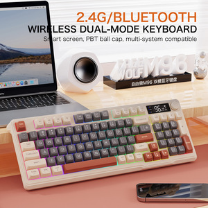 คีย์บอร์ดเกมมิ่งไร้สายแบบกลไก FreeWolf M96 รุ่นมืออาชีพ โหมดคู่ ไฟแบ็คไลท์ LED ปุ่มมัลติมีเดีย รองรับการใช้งานหลายอุปกรณ์ 96 ปุ่ม - Product Image 5