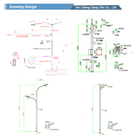 Tiang Lampu Jalan Profesional Custom, 3m 4m 6m 8m 10m 12m Tiang Lampu Jalan Tenaga Surya Galvanis untuk Luar Ruangan