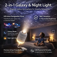 Projecteur Galaxie Veilleuse USB LED Lampe d'Ambiance Ciel Étoilé Mini 2-en-1 Lumière de Projection HD pour Décoration de Plafond Maison Chambre