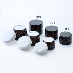 In Stock <strong>Wholesale</strong> 5ml <strong>Amber</strong> clear Frosted Mini Glass <strong>Jar</strong> with Black White Silver Gold Lid for Lip Balm (GJM10-5) - Product Image 4