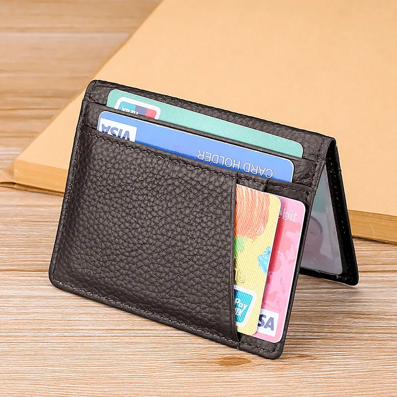 Super Soft Men's Genuine Leather Card Wallet Slim Thin Mini Small Bifold Wallet Credit Card Holder Coin Purse Compact Money Bag