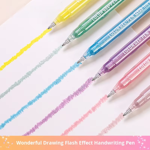 Caneta planejadora fluorescente azul de grande capacidade 0.5mm Plastic Glitter Highlighter para anotações e desenho de bloqueio de cores - Product Image 3