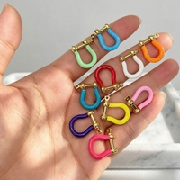 Fermoir manille en laiton plaqué or 18 carats avec émail coloré, petit format, résistant au ternissement, pour la création de colliers et bracelets DIY