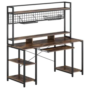 Stabile Home-Office-Möbel Praktisches Design Holzkanten-Schreibtisch tisch mit Riser-Regalen kann zerlegt werden Holz-Computer tisch