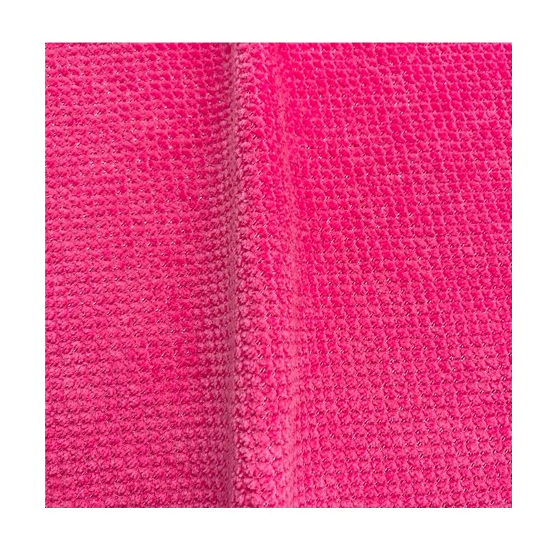 Custom design Multicolor pink solid knitted chenille fabric for apparel readymade garments chenille fabric