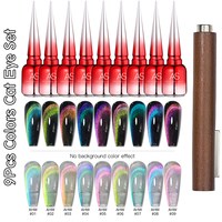 Ensemble de vernis à ongles en gel magnétique œil de chat personnalisé avec logo AS, 15 ml, blanc scintillant, argenté, rouge lumineux, gel UV pour nail art, manucure