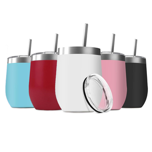 Gobelet à vin isotherme en acier inoxydable de 12 oz avec couleur et logo personnalisés, style classique, pour le camping - Product Image 1