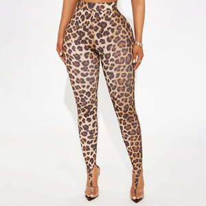 J25PT470 Leggings Sexy con Stampa Leopardata, Pantaloni Yoga a Vita Alta Skinny da <span class=keywords><strong>Donna</strong></span>, Tinta Unita, Casual, Streetwear - Product Image 1