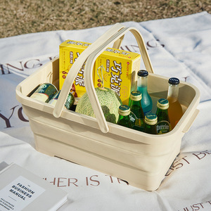 Foldable Outdoor Picnic Basket With Lid 47x28.5x22cm PP Portable Storage Basket For Camping And Picnics - Product Image 4