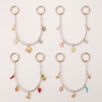 Accessoires de mode : Porte-clés chaîne de perles avec breloques remplaçables papillon et fleur, breloque de sac pour femme