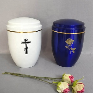 Urnas de Metal de aluminio decoradas con <span class=keywords><strong>Cruz</strong></span>, urna <span class=keywords><strong>funeraria</strong></span> para almacenamiento de cenizas, cremación de cenizas humanas - Product Image 3