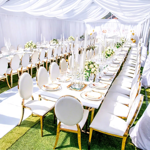 SMOOTH HOT Selling Gold Stainless Steel Wedding Dinning <b>Chairs</b> With <b>White</b> PU Chusion - Product Image 1