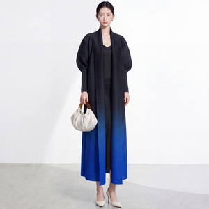 Robes mi-longues plissées et froncées vintage écologiques de haute qualité pour femmes, respirantes, à manches longues, décontractées, grandes tailles - Product Image 4