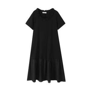 Happy Plus – robe noire ample pour femmes, col rond, couleur unie, grande taille, vêtements décontractés d'été, N9263 - Product Image 2