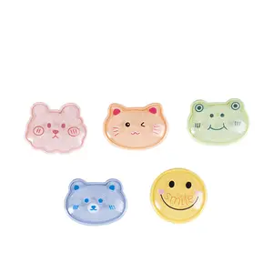 hot sell transparent acrylic cute cartoon animal face bear rabbit frog smile face cabochons with shimmering powder for DIY craft