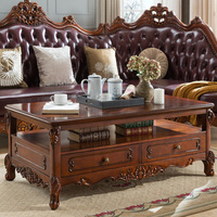 Table basse de style américain, table à thé de luxe en bois massif, table centrale pour canapé, pour salon, maison et hôtel