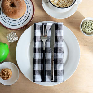 Serviettes en coton à carreaux de Noël, carrées, 100% coton, lavables en machine, linge de table pour la maison, motif rouge et noir - Product Image 5