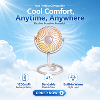 Vente en gros de mini ventilateurs portables d'été rechargeables DC 5V USB, ventilateurs de bureau électriques pliables avec lumière LED