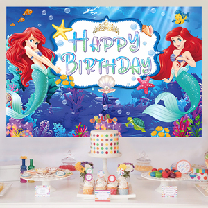 <span class=keywords><strong>Petite</strong></span> sirène thème princesse Ariel toile de fond fête <span class=keywords><strong>d</strong></span>'enfant joyeux <span class=keywords><strong>anniversaire</strong></span> <span class=keywords><strong>d</strong></span>écorations sirène fond toile de fond bannière - Product Image 3