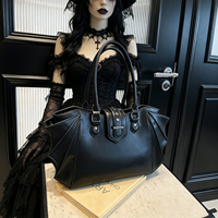 Sac à bandoulière gothique pour femme, style chauve-souris, avec rivets punk, grande capacité, sac à main Halloween