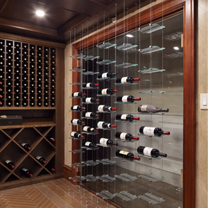 Système de suspension de vin à câble flottant personnalisé étagère à vin en fil métallique murale avec <span class=keywords><strong>verre</strong></span> propre - Product Image 3