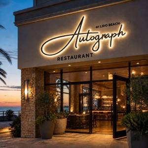Letrero de Metal 3D con Halo Personalizado, Letras en Cursiva con Recubrimiento en Polvo Negro, Iluminación LED Blanca Cálida para Entrada de Restaurante u Hotel, OEM - Product Image 3