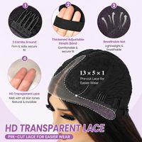 Perruque frontale en dentelle HD 13x6 en cheveux indiens bruts, vierges, avec cuticules alignées, sans colle, pour femmes noires