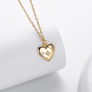 Commercio all'ingrosso collana di zirconi con cuore in argento 925 di moda 18K placcato <span class=keywords><strong>oro</strong></span> minimalista argento Sterling collane da donna - Product Image 4