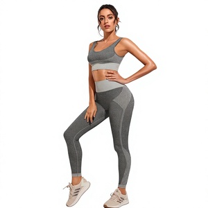 Leggings de yoga taille haute à jambe évasée, design personnalisé, avec effet froncé aux fesses, couleur unie, sans couture, longueur intégrale, taille élastique, gris - Product Image 6