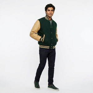 Fabricant OEM, veste varsity coupe-vent de haute qualité pour hommes, broderie en chenille, manches en cuir PU, veste de baseball personnalisée - Product Image 1