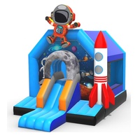 Château Gonflable Astronaute Spatial avec Toboggan et Trampoline pour Enfants – Équipement de Fête et de Jeu Amusant