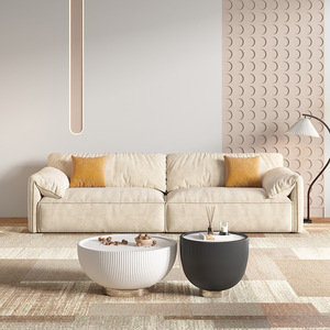 Minimalist Cream Style Elephant Ear <b>Sofa</b> Cat Claw Velvet Tech Fabric Straight Couch Custom <b>for</b> Villa Living Room - Product Image 3