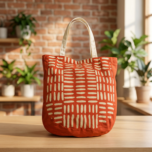 Premium Cotton Tote <b>Bag</b> with Geometric Abstract Print | <b>Reusable</b> <b>Shopping</b> <b>Bag</b> with Long Handles | Stylish Everyday Carry <b>Bag</b> - Product Image 3