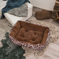 Coussin de couchage rectangulaire en velours polaire pour animaux de compagnie, doux, épais, chaud, imprimé, pour l'hiver, pour usage intérieur