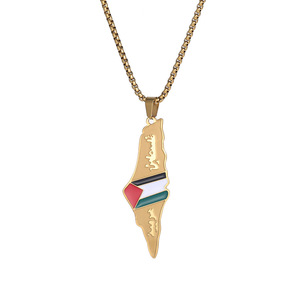 Collar de Acero Inoxidable con Elementos del Mapa de <span class=keywords><strong>Israel</strong></span> y Palestina, Accesorio de Moda para Parejas, para Hombre y Mujer - Product Image 5