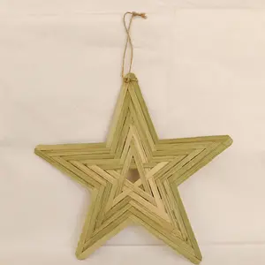 Fabricantes de productos de tejido de bambú hecho a mano decoración de pared de tejido de bambú artesanía de estrella de cinco puntas