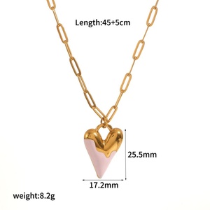 Nuevo Conjunto de Joyería de Moda con Colgante de Corazón Colorido, Chapado en Oro, Diseño Irregular de Nube, Cadena de Acero Inoxidable para Chicas - Product Image 6