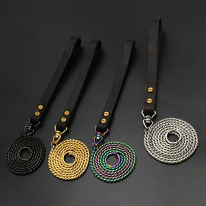 Hochwertiges Echt leder griff Edelstahl Slip Trainings halsband und Leine Set Mehrfarbige 120cm Slip Chain für Hund - Product Image 2