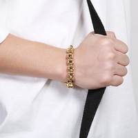 Nouveau Bracelet Punk Homme en Fer Électroplaqué, Style Européen et Américain, Créatif, Patchwork, Squelette Polygone, Tendance