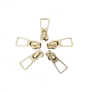 Wholesale 8# Light Gold Automatic zipper pulls custom Trapezoidal Metal Zipper Pullers