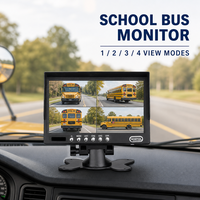 Kaca Spion LCD TFT HD RGB 7 Inci 12V-24V 4CH Quad Split IP68 Tahan Air IR LED Alat Bantu Mundur Kamera Mundur Truk Bus