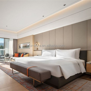 Hotel <b>Bed</b> Manufacturer Cheap Wholesale Price Custom King <b>Queen</b> Wood MDF Platform <b>Bed</b> with Integrated Headboard & Nightstand - Product Image 6