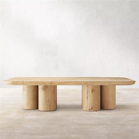 Table basse ronde moderne en bois massif à trois pieds pour salon et salle à manger