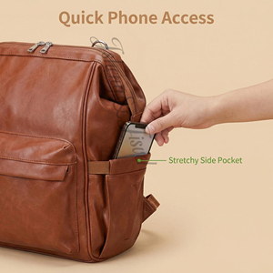 Sac à dos à langer en cuir PU écologique, pliable, couleur unie, grande capacité, imperméable, unisexe, avec sangles de poussette, durable et respirant - Product Image 4
