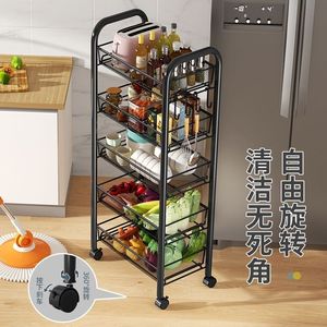 Portable Multi Layer Carbon Steel <b>Kitchen</b> Storage <b>Rack</b> Trolley <b>Vegetable</b> Organizer With Wheels For Home Use - Product Image 2