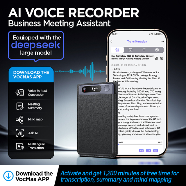 Chat GPT AI-driven 64GB Voice Recorder, Aluminum Alloy Notebook, WIFI and Bluetooth Enabled, 40-hour Call and Meeting Recording.