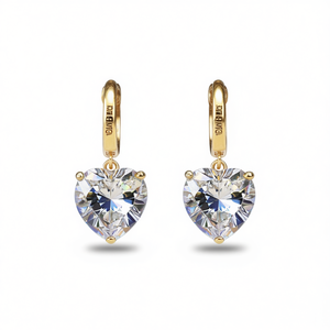 Orecchini Pendenti con Cristalli a Forma di Cuore Omega, Placcati in Oro 18K, Gioielli Romantici da Donna, Regalo di Moda - Product Image 1