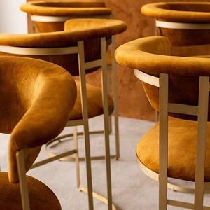 كرسي طعام عصري بتصميم بوكليه مع أرجل من الفولاذ المقاوم للصدأ ومسند ظهر من القماش، كرسي عالي مخصص للفنادق والأماكن التجارية - Product Image 3